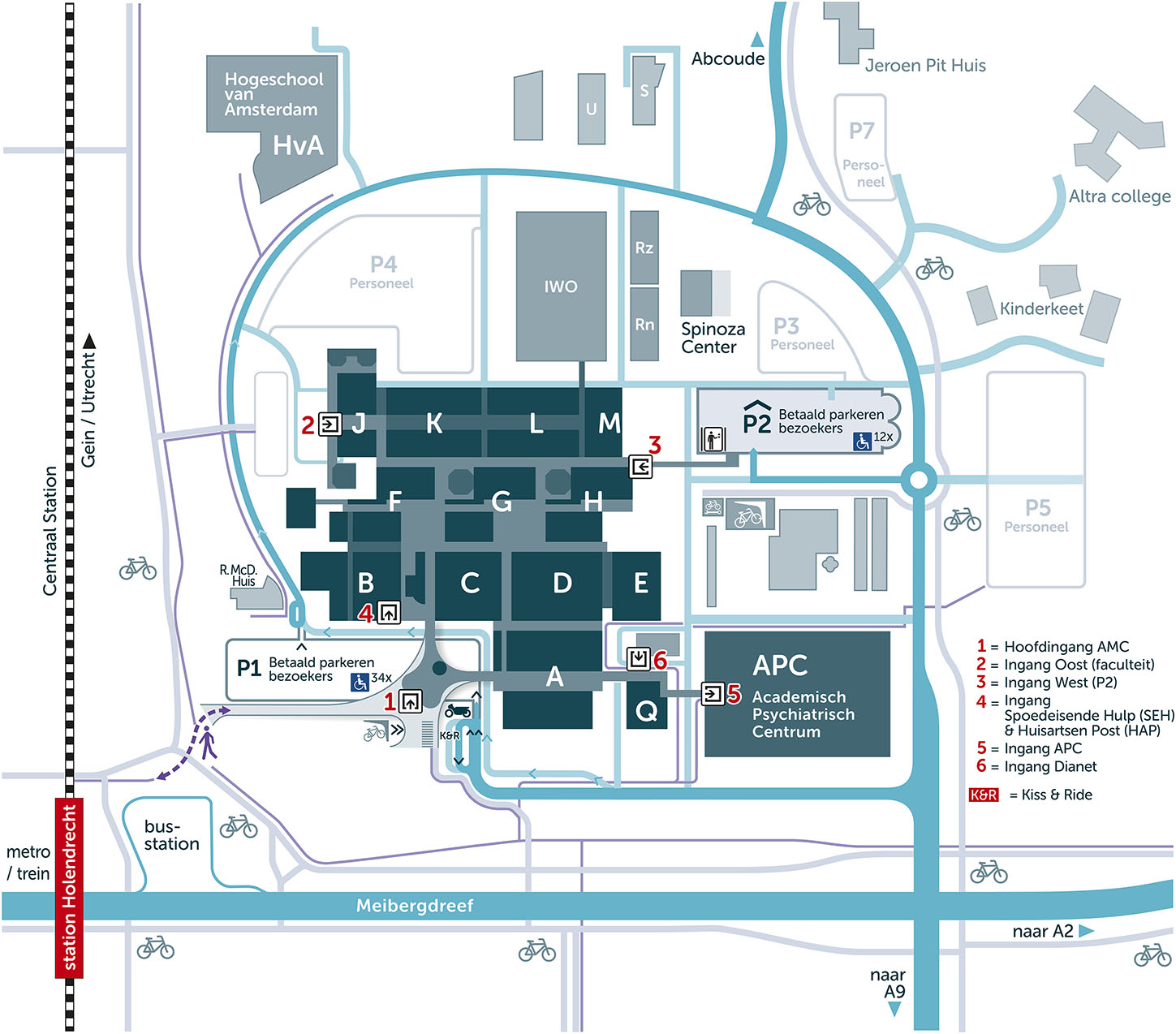 Plattegrond AMC-terrein