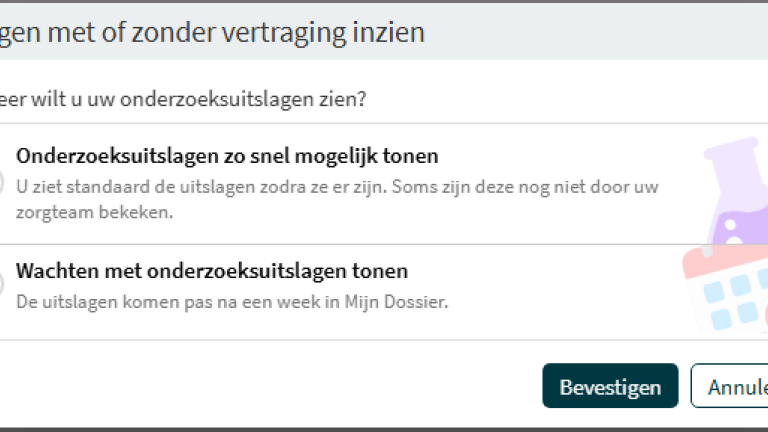 Instellingen wijzigen voor de uitslagen in Mijn Dossier