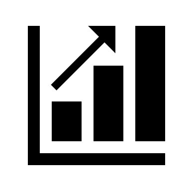 Staafdiagram met stijgende lijn met effen opvulling