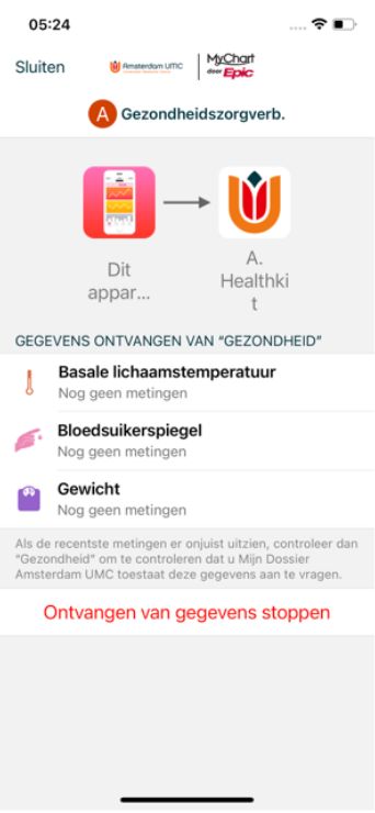 Gezondheid-app is verbonden