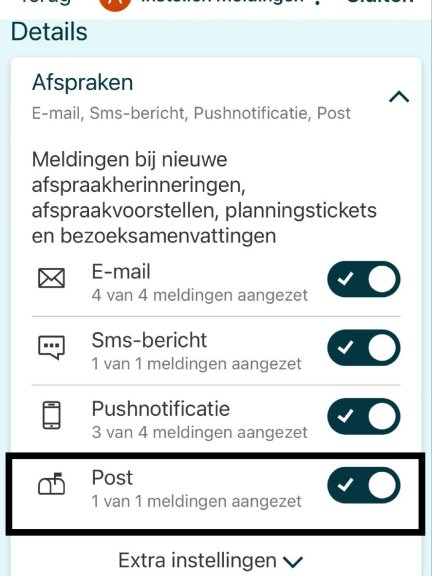 afspraakbrief per post (mijn dossier)