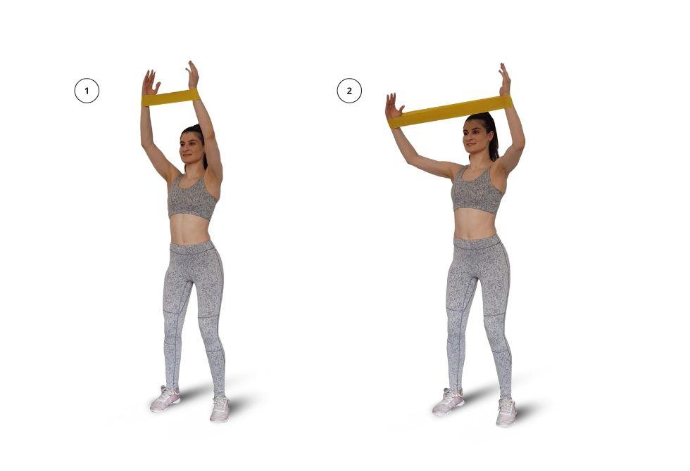 Arms - Overhead Outward Push with Short Resistance Band - FIT CARROTS | Premium Fitness Tools For Functional and Regeneration Training